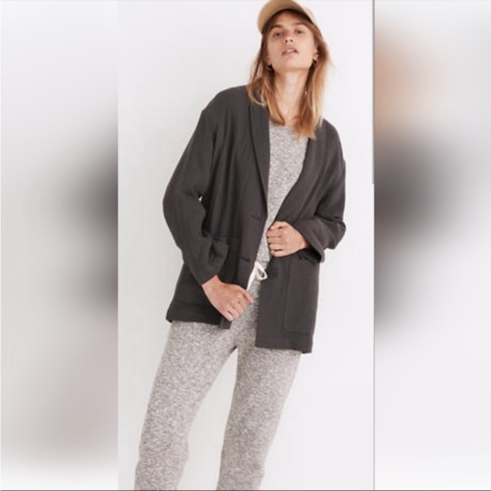 Madewell Lightspun Dorset Oversized Gauze Blazer Charcoal Gray Small